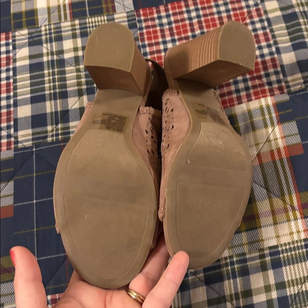 LC Lauren Conrad Taupe Laser-Cut Peep-Toe Block Heel Booties - Picture 5 of 7